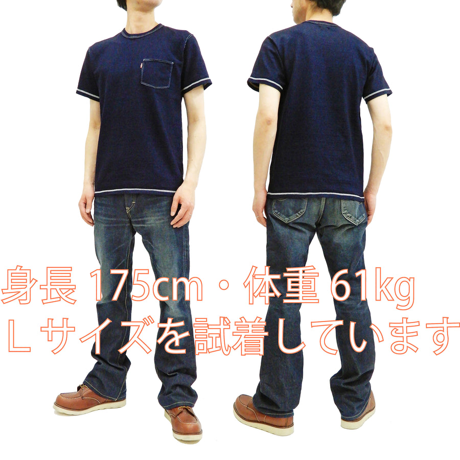 Samurai Jeans T-Shirt Men's Short Sleeve Indigo Dyed Plain Pocket ...