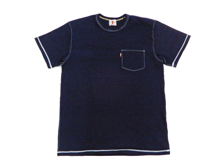 Samurai Jeans T-Shirt Men's Short Sleeve Indigo Dyed Plain Pocket Tee SJIT-105M