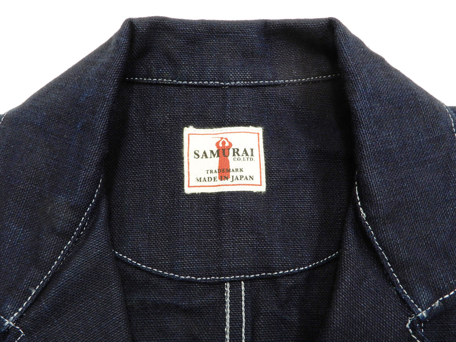 Samurai Jeans Sack Coat Men s Japanese Indigo Dyed Canvas Blazer