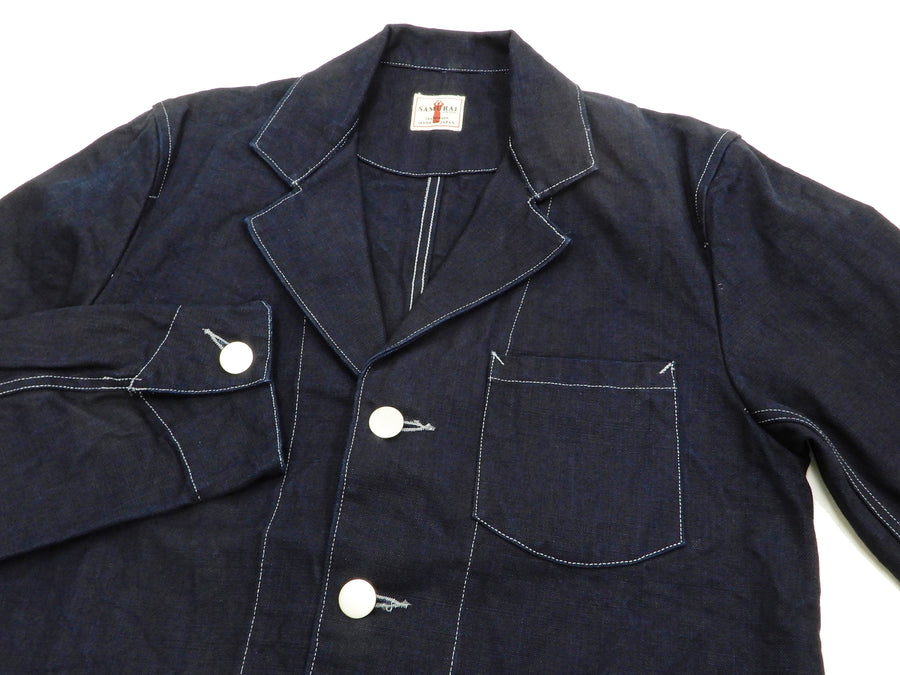 Samurai Jeans Sack Coat Men's Japanese Indigo-Dyed Canvas Blazer Jacket SJSC19