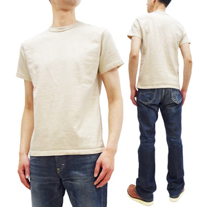 Samurai Jeans Plain T-shirt Men's Super Heavy Short Sleeve Natural Japanese Cotton Crew Slub Tee SJST-SC01 Natural Ecru-Undyed Color