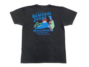 Samurai Jeans T-shirt Mens Slim Fit Loop-wheeled Short Sleeve Japanese Art Tee SJST20-108 Faded-Black