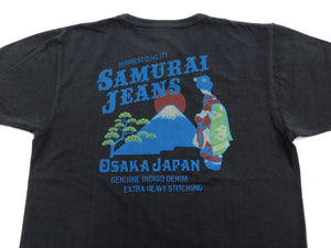 Samurai Jeans T-shirt Mens Slim Fit Loop-wheeled Short Sleeve Japanese Art Tee SJST20-108 Faded-Black