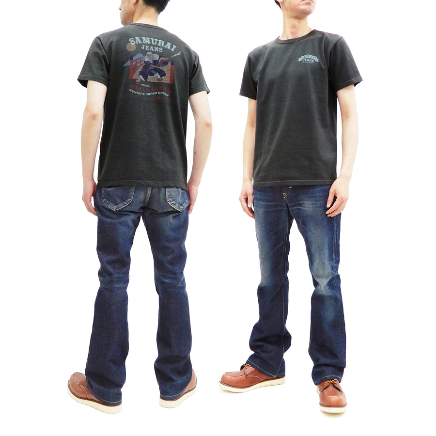 Samurai Jeans T-shirt Men's Japanese Art Graphic Short Sleeve Tee SJST21-108 Charcoal-Gray