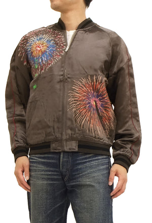 Hanatabi Gakudan Men's Japanese Souvenir Jacket Japanese Fireworks Sukajan Script SKJ-142