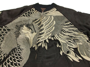 Hanatabi Gakudan Men's Japanese Souvenir Jacket Japanese Phoenix Sukajan Script SKJ-71R