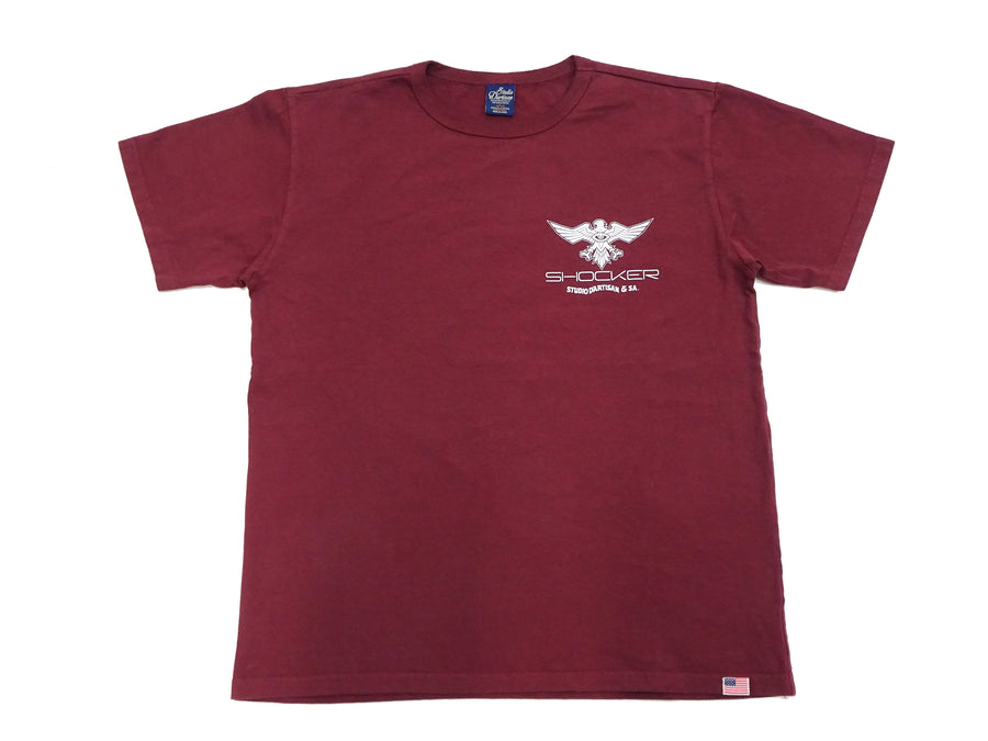 Studio D'artisan T-shirt Men's Shocker from Shin Kamen Rider Graphic Short Sleeve Tee SKR-004 Burgundy