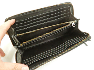 Script Hanatabi Gakudan Men's Casual Embroidered Leather Long Wallet SLWL-501 Black