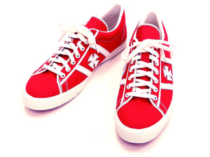 Samurai Jeans Men's Canvas Sneakers with Iron Cross Lace Up Low-Top SM92LOW19-3 Red
