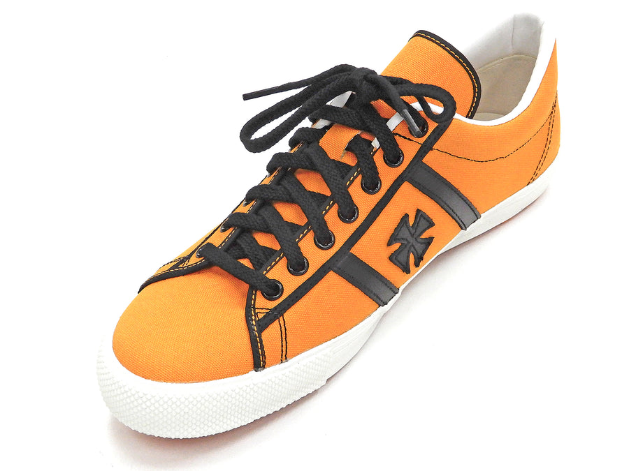 Samurai Jeans Men's Canvas Sneakers with Iron Cross Lace Up Low-Top SM92LOW19-3 Orange