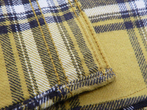 Samurai Jeans Plaid Flannel Shirt Men's Checked Long Sleeve Work Shirt SNL21-02 Mustard