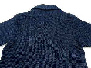 Samurai Jeans Men's Slim Fit PLain Indigo Dobby Short Sleeve Shirt SOS19-S01 Light-Indigo