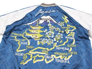 Hanatabi Gakudan Men's Japanese Souvenir Jacket Japan Map Sukajan Script SRSJ-001