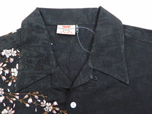 Hanatabi Gakudan Men's S/S Jacquard Shirt with Japanese Art Embroidery SS-001 Black