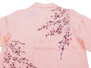 Hanatabi Gakudan Men's S/S Jacquard Shirt with Japanese Art Embroidery SS-001 Pink
