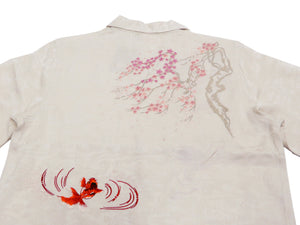 Hanatabi Gakudan Men's S/S Jacquard Shirt with Japanese Art Embroidery SS-002 Off-white
