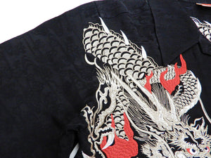 Hanatabi Gakudan Men's S/S Jacquard Shirt with Japanese Art Embroidery SS-003 Black