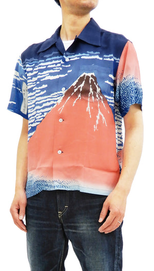Sun Surf Men's Hawaiian Shirt Red Fuji Hokusai Short Sleeve Aloha Shirt SS37917