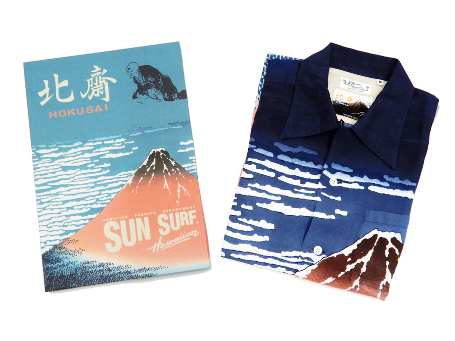 Sun Surf Men's Hawaiian Shirt Red Fuji Hokusai Short Sleeve Aloha Shirt SS37917