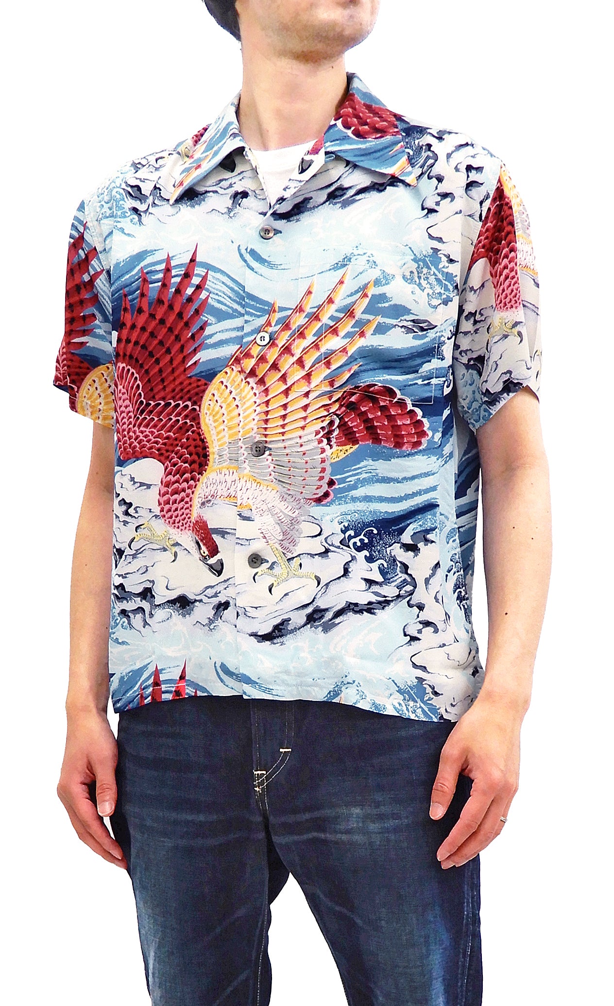 Sun Surf Men's Hawaiian Shirt Musa-Shiya Eagle Short Sleeve