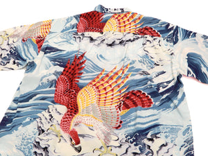 Sun Surf Men's Hawaiian Shirt Musa-Shiya Eagle Short Sleeve Aloha Shirt SS38415 Blue