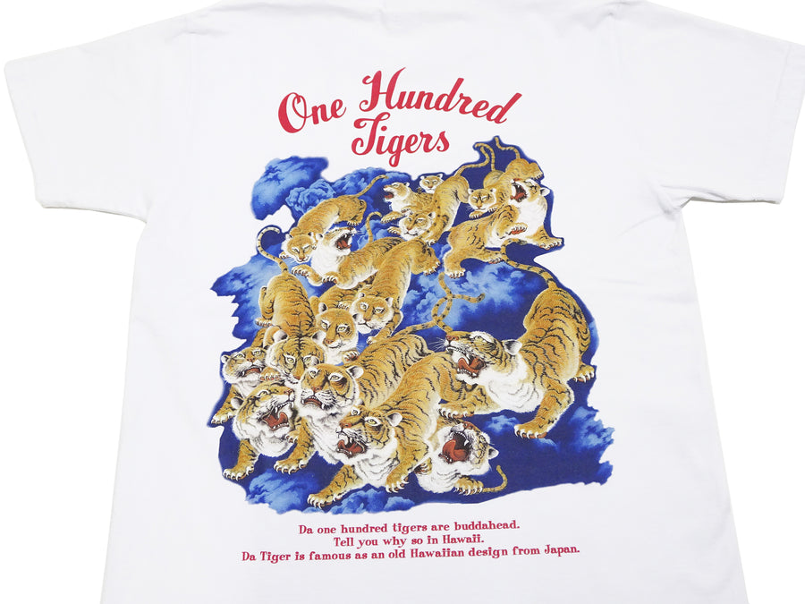 Sun Surf T-shirt Men's One Hundred Tigers Graphic Short Sleeve Hawaiian Tee SS79162 101White