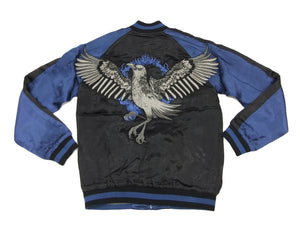 Hanatabi Gakudan Men's Japanese Souvenir Jacket Japanese Raven Sukajan Script SSJ-013