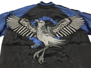 Hanatabi Gakudan Men's Japanese Souvenir Jacket Japanese Raven Sukajan Script SSJ-013