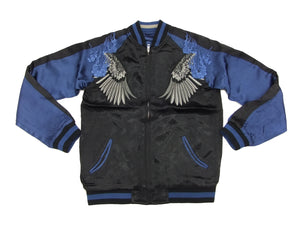 Hanatabi Gakudan Men's Japanese Souvenir Jacket Japanese Raven Sukajan Script SSJ-013