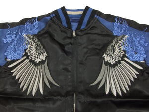 Hanatabi Gakudan Men's Japanese Souvenir Jacket Japanese Raven Sukajan Script SSJ-013