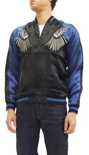 Hanatabi Gakudan Men's Japanese Souvenir Jacket Japanese Raven Sukajan Script SSJ-013