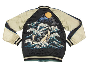 Hanatabi Gakudan Men's Japanese Souvenir Jacket Japanese Whale Art Sukajan Script SSJ-015