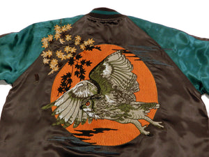 Hanatabi Gakudan Men's Japanese Souvenir Jacket Japanese Owl Art Sukajan Script SSJ-030