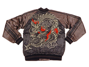 Hanatabi Gakudan Men's Japanese Souvenir Jacket Japanese dragon Sukajan Script SSJ-032