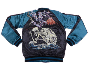 Hanatabi Gakudan Men's Japanese Souvenir Jacket Japanese Skeleton Art Sukajan Script SSJ-037