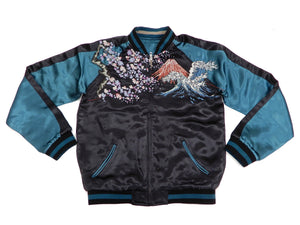 Hanatabi Gakudan Men's Japanese Souvenir Jacket Japanese Skeleton Art Sukajan Script SSJ-037