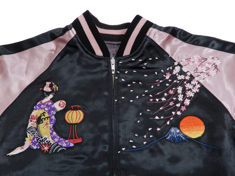 Hanatabi Gakudan Men's Japanese Souvenir Jacket Japanese Geisha Art Sukajan Script SSJ-038