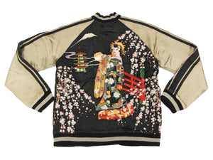 Hanatabi Gakudan Men's Japanese Souvenir Jacket Japanese Geisha Oiran Sukajan Script SSJ-505