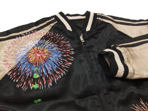 Hanatabi Gakudan Men's Japanese Souvenir Jacket Japanese Fireworks Sukajan Script SSJ-508