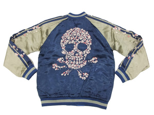 Hanatabi Gakudan Men's Japanese Souvenir Jacket Cherry Blossoms Skull Sukajan Script SSJ-509