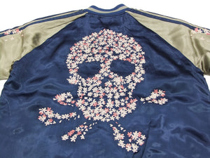 Hanatabi Gakudan Men's Japanese Souvenir Jacket Cherry Blossoms Skull Sukajan Script SSJ-509