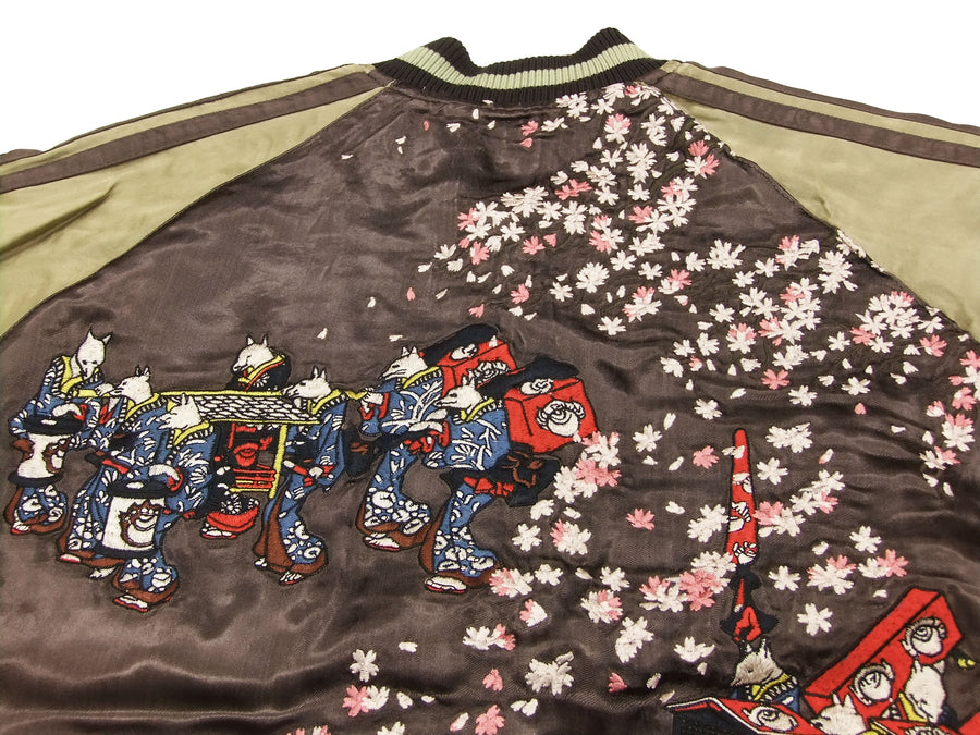 Hanatabi Gakudan Men's Japanese Souvenir Jacket Fox's Wedding Sukajan Script SSJ-511