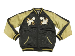 Hanatabi Gakudan Men's Japanese Souvenir Jacket Autumn Leaves and Heron Sukajan Script SSJ-512
