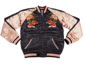 Hanatabi Gakudan Men's Japanese Souvenir Jacket Japanese Goldfish Art Sukajan Script SSJ-517