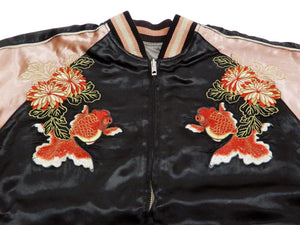 Hanatabi Gakudan Men's Japanese Souvenir Jacket Japanese Goldfish Art Sukajan Script SSJ-517