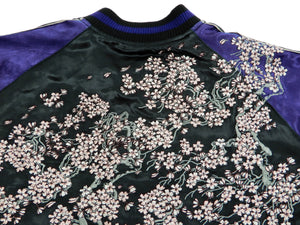 Hanatabi Gakudan Men's Japanese Souvenir Jacket Japanese Cherry Blossom Sukajan Script SSJ-521