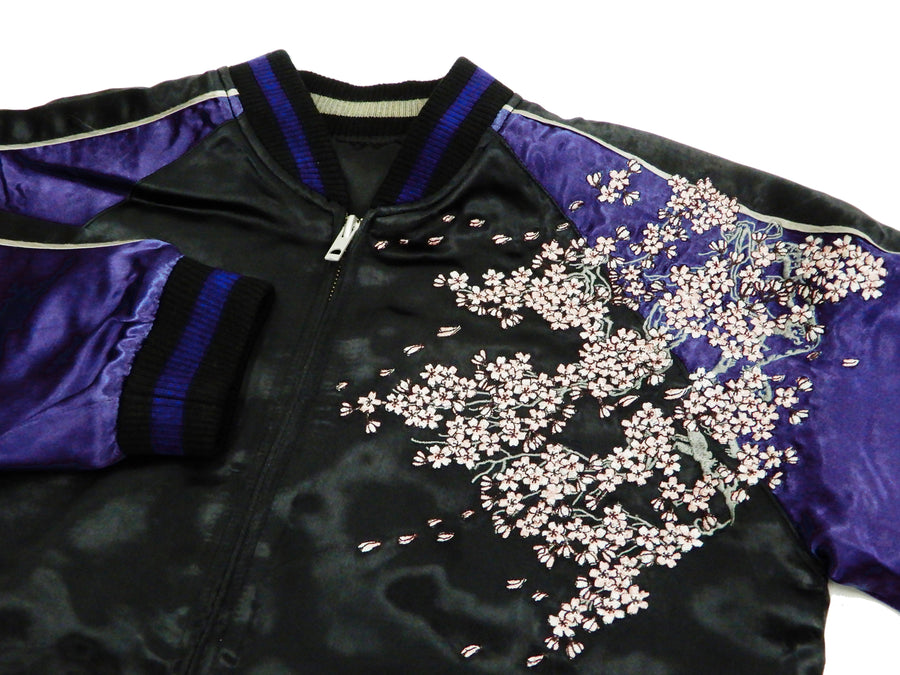 Hanatabi Gakudan Men's Japanese Souvenir Jacket Japanese Cherry Blossom Sukajan Script SSJ-521