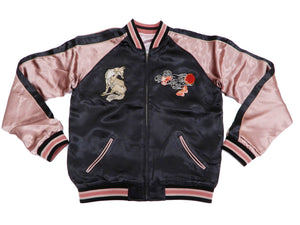 Hanatabi Gakudan Men's Japanese Souvenir Jacket Japanese Fox Art Sukajan Script SSJ-522