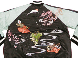 Hanatabi Gakudan Men's Japanese Souvenir Jacket Japanese Cat Art Sukajan SSJ-703