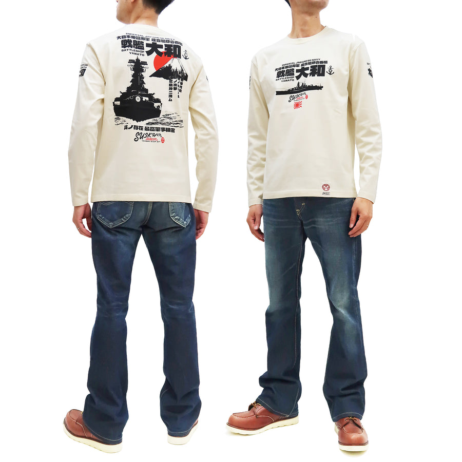 Suikyo T-Shirt Men's Japanese Fighter Aircraft Graphic Long Sleeve Tee SYLT-190 Off-White